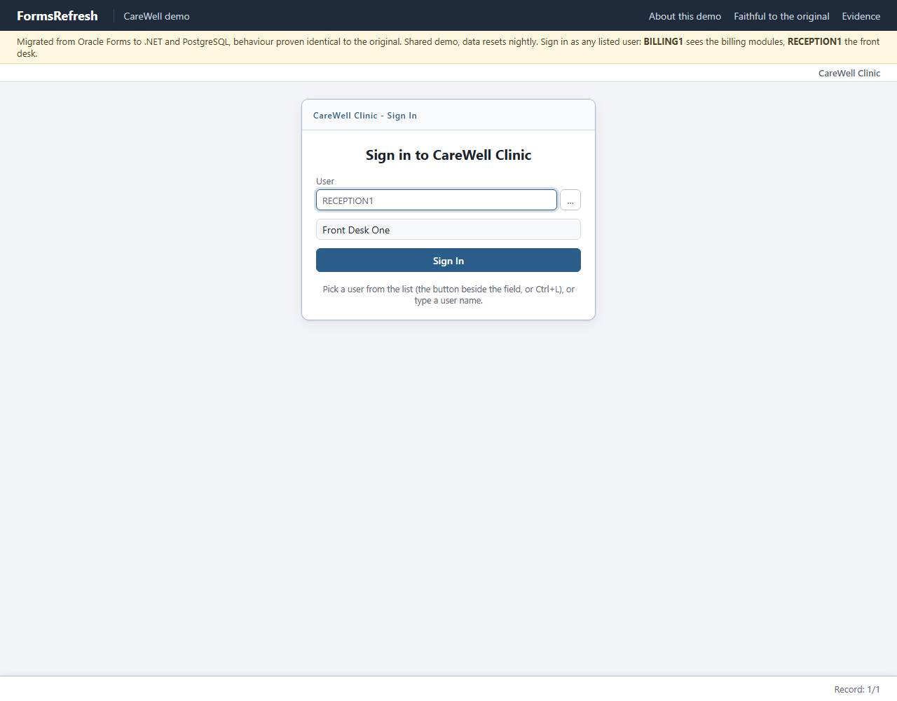 Migrated (.NET, PostgreSQL), step 01-user-lov